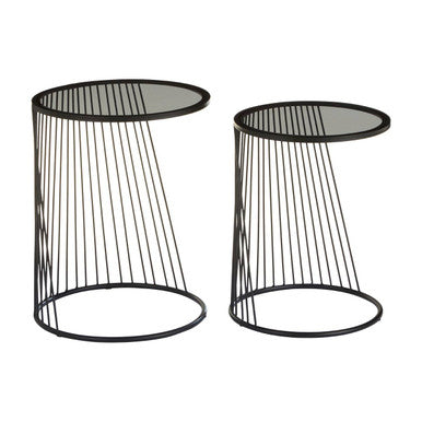 Trento Set of 2 Glass Top Side Tables