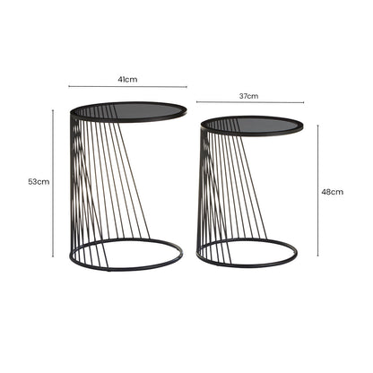 Trento Set of 2 Glass Top Side Tables