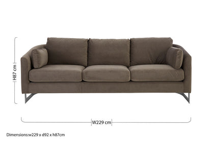 Freda Dark Grey Cotton Velvet 3 Seat Sofa
