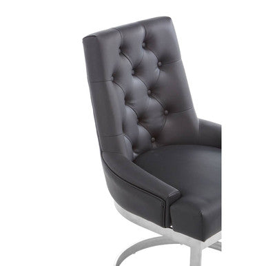 Azalea Tufted Black Faux Leather Dining Chair