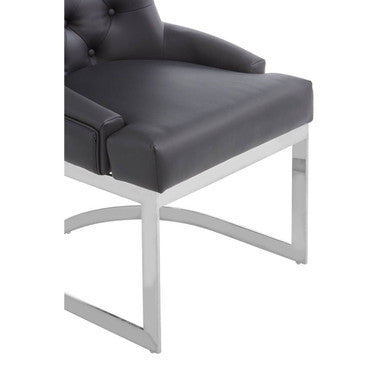 Azalea Tufted Black Faux Leather Dining Chair