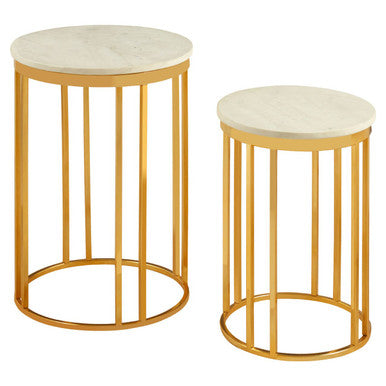 Templar Marble and Gold Frame Set Of 2 Side Tables