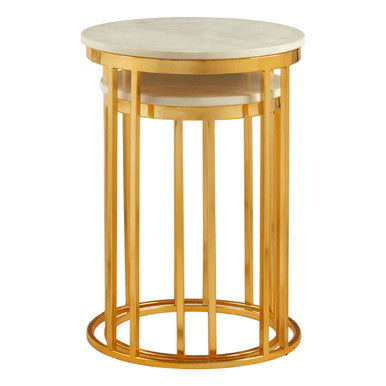 Templar Marble and Gold Frame Set Of 2 Side Tables