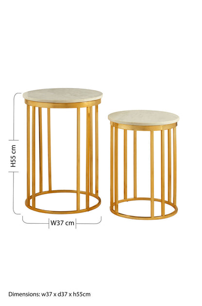 Templar Marble and Gold Frame Set Of 2 Side Tables