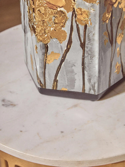 Set of 2 Round White Marble Tops Side Tables with Rich Gold Metal Frame | Templar