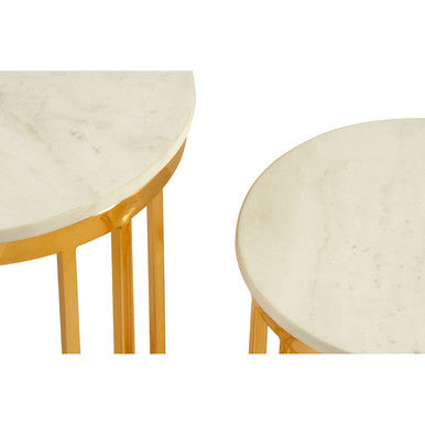 Templar Marble and Gold Frame Set Of 2 Side Tables