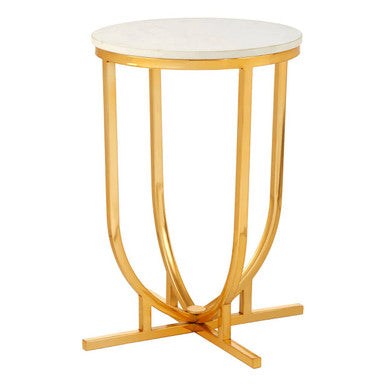 Templar White Marble and Gold Round Side Table