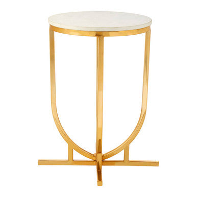 Templar White Marble and Gold Round Side Table
