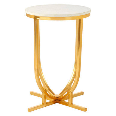 Templar White Marble and Gold Round Side Table