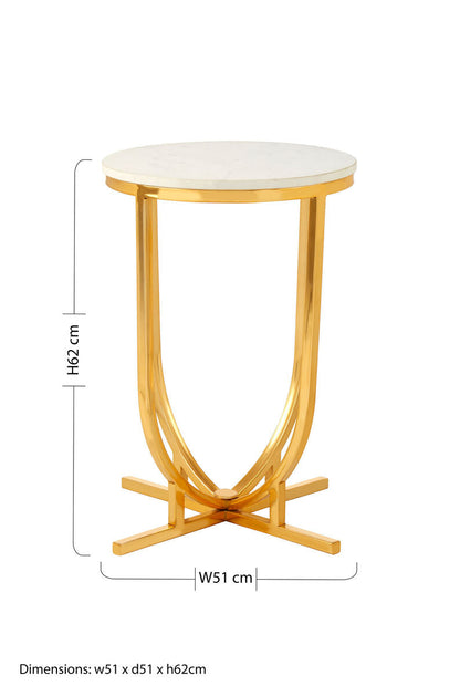 Templar White Marble and Gold Round Side Table