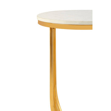 Templar White Marble and Gold Round Side Table