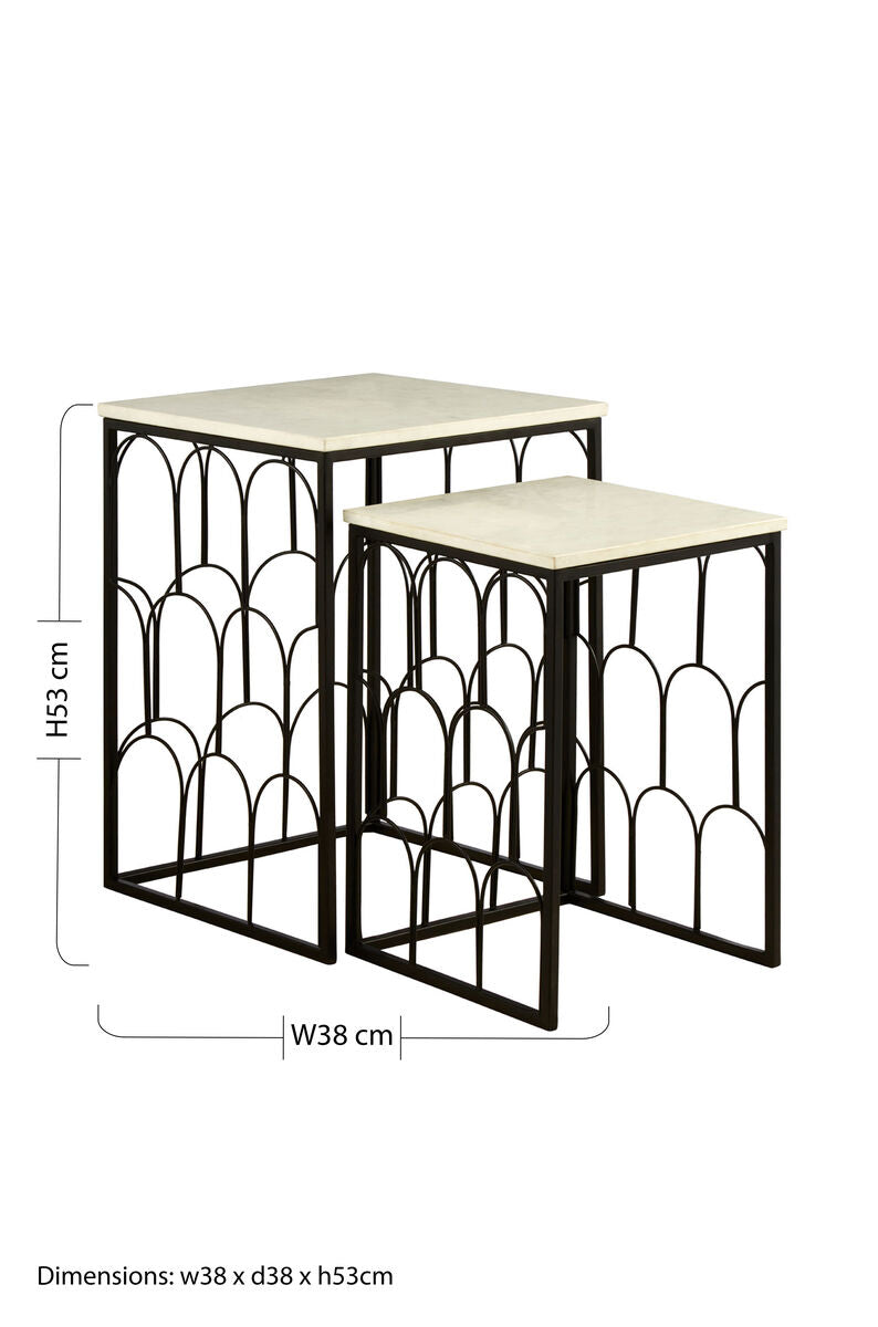 Templar Set Of 2 Marble Tops Side Tables