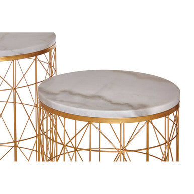 Avantis Set Of 2 Marble Top Round Side Tables