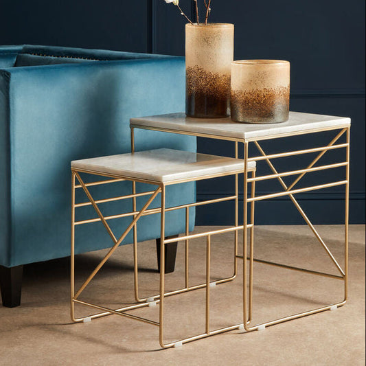 Avantis Marble Set Of 2 Square Nesting Tables