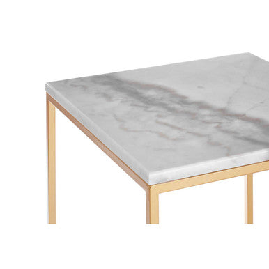 Avantis Set Of 2 Square Marble and Gold Nesting Tables