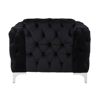 Madina Black Velvet Modern Chesterfield Chair