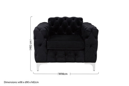 Madina Black Velvet Modern Chesterfield Chair