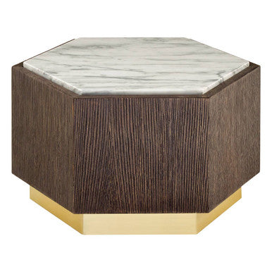 Villi Hexagon Dark Oak and Marble Side Table