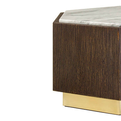 Villi Hexagon Dark Oak and Marble Side Table
