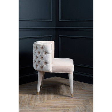 Villi Beige Velvet Tufted Curved Dining Chair