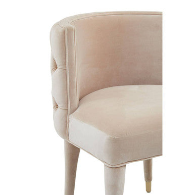 Villi Beige Velvet Tufted Curved Dining Chair