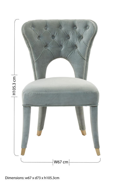 Villi Blue Velvet Tufted Dining Chair