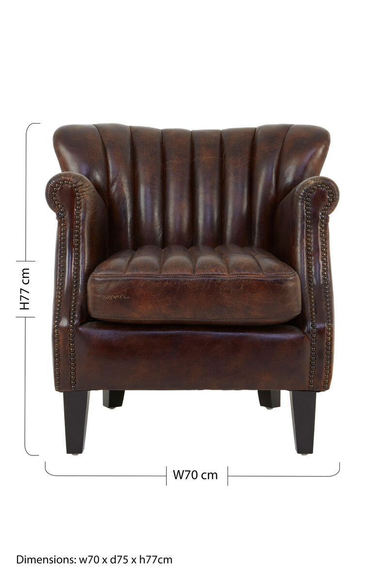 Victor Winged Brown Leather Armchair