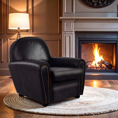Victor Black Leather Classic Armchair