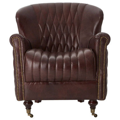 Victor Brown Leather Winged Back Armchair
