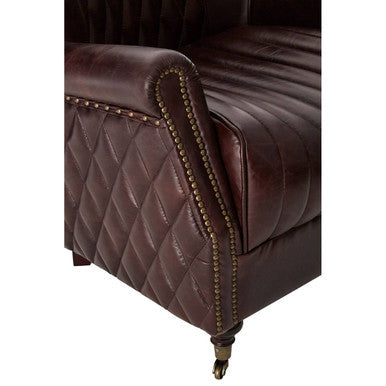 Victor Brown Leather Winged Back Armchair