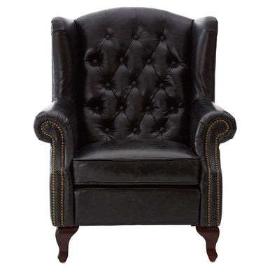 Victor Black Leather Wingback Armchair
