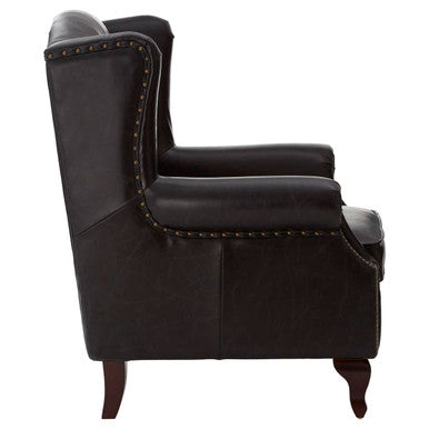 Victor Black Leather Wingback Armchair