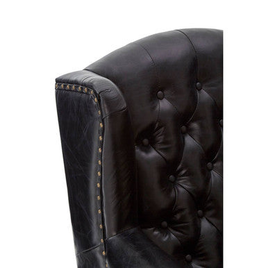 Victor Black Leather Wingback Armchair