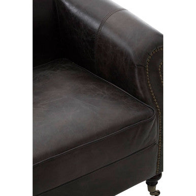 Victor Dark Grey Brown Leather Curved Armchair