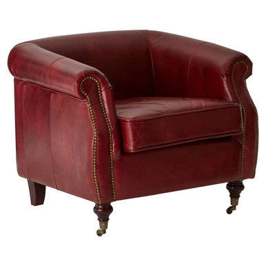 Victor Deep Red Leather Armchair