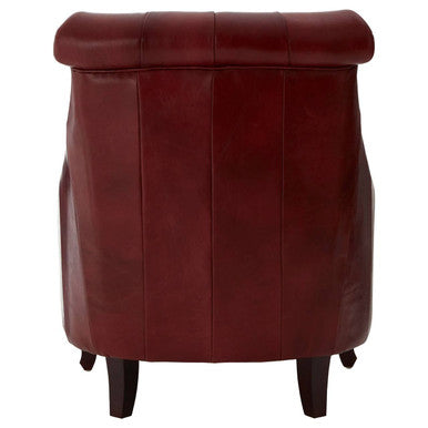 Victor Deep Red Leather Lounge Chair with Tufted Back