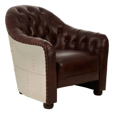Victor  Brown Leather Tub Chair