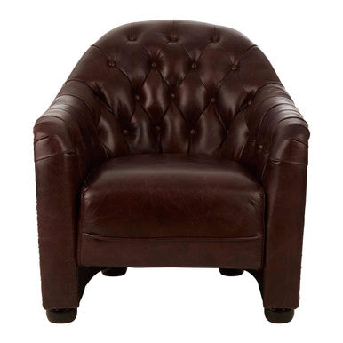 Victor  Brown Leather Tub Chair