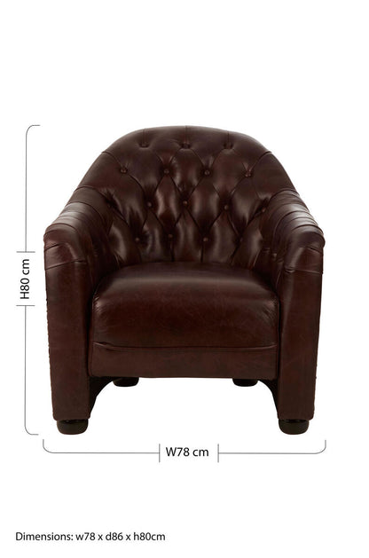 Victor  Brown Leather Tub Chair