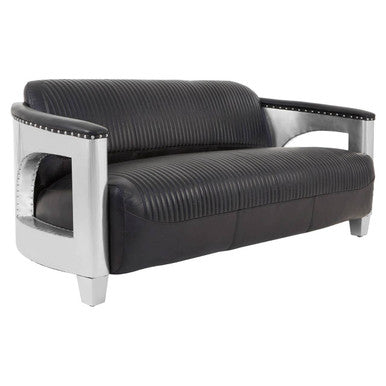 Victor 3 Seat Black Leather Sofa