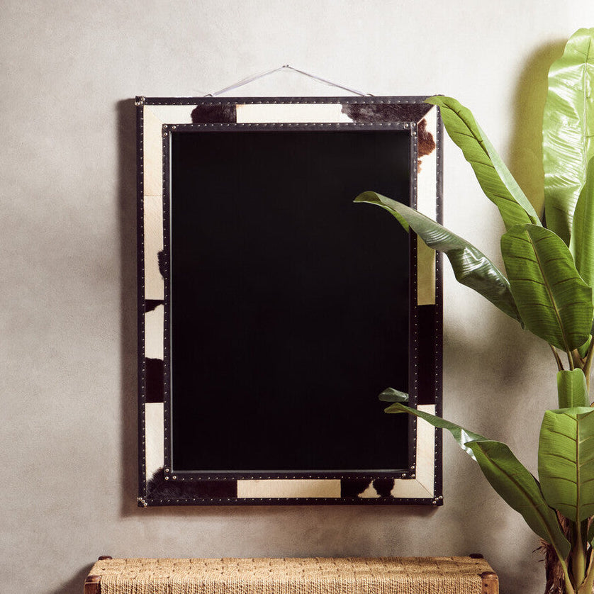 Black and White Genuine Cowhide Wall Mirror | Kensington Townhouse