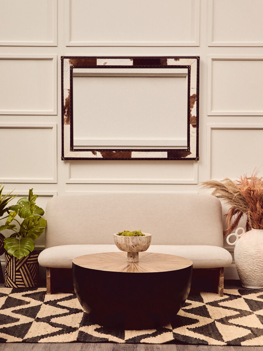 Brown and White Genuine Cowhide Wall Mirror | Kensington Townhouse