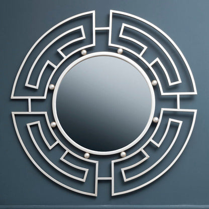 Jalal Silver Metal Frame Round Wall Mirror