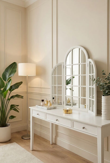 White Finish Dressing Table Mirror | Fret