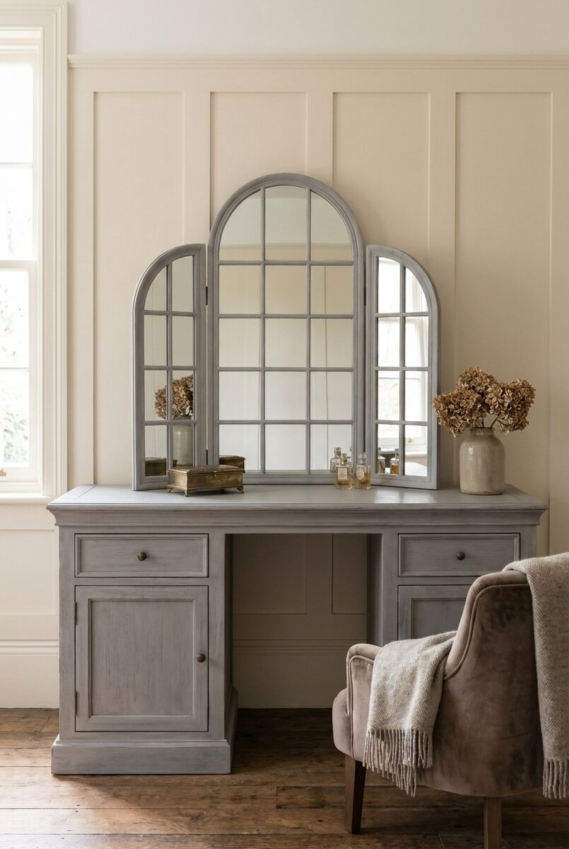 Grey Finish Dressing Table Mirror | Fret