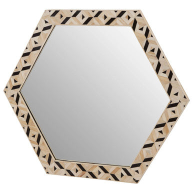 Harlo Ivory and Black Hexagonal Wall Mirror