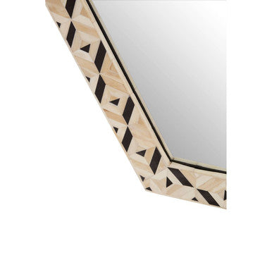 Harlo Ivory and Black Hexagonal Wall Mirror