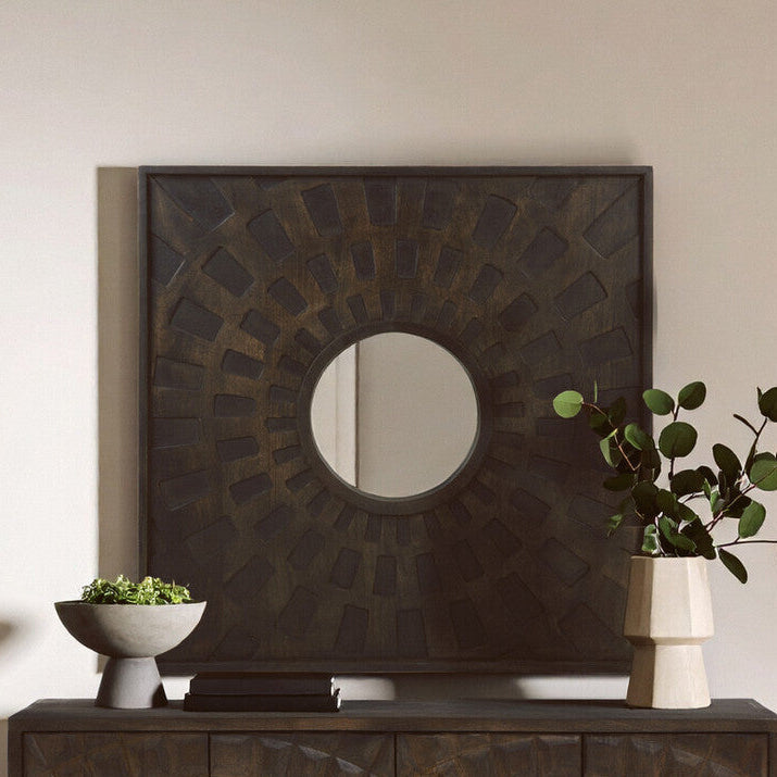 Carved Mango Wood Wall Mirror | Suri