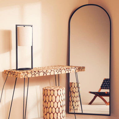 Trento Black Frame Large Arch Wall Mirror