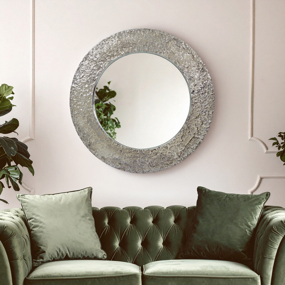 Nickel Finish Round Wall Mirror | Akola